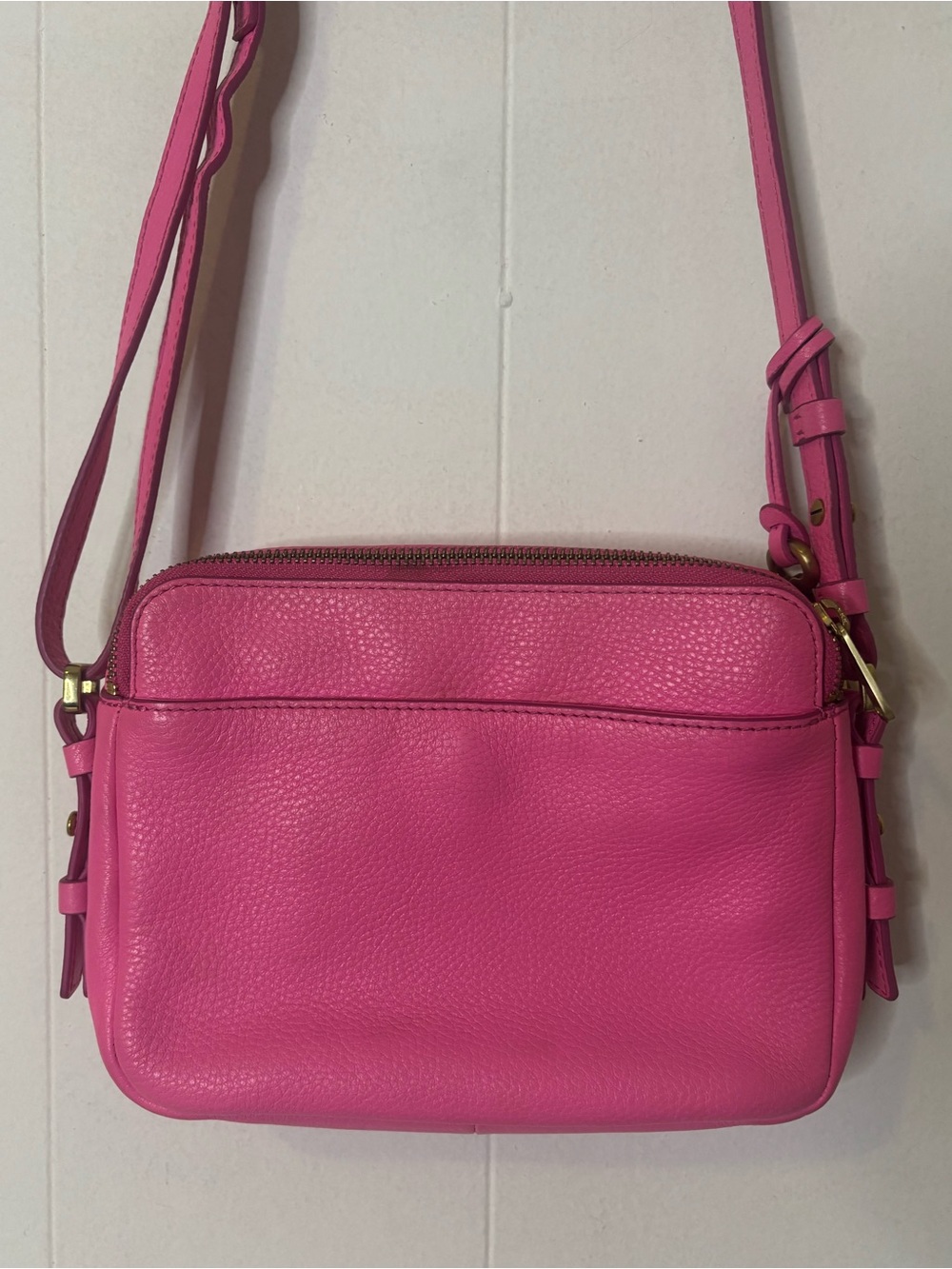 Fossil Piper Crossbody Sling Bag Bright Pink Pebbled Leather - Picture 2 of 15